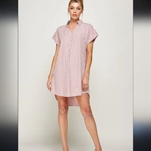 Solution Striped Collar Mini Dress Sz Small